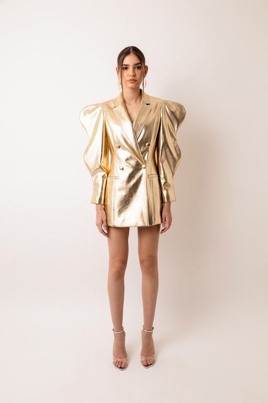 Gold zara blazer on sale dress