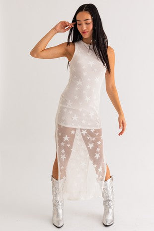 White star mesh outlet dress