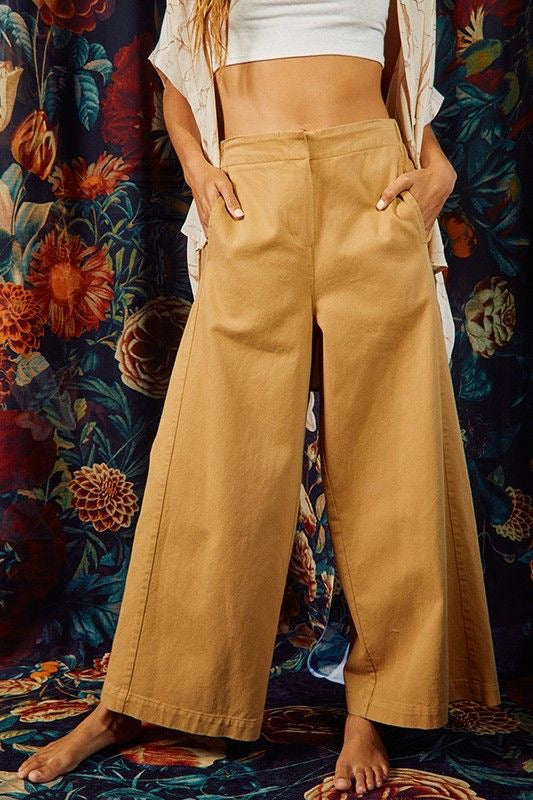 Taupe Wide Leg Culotte Pants | z.aa Women's Clothes St. Petersburg