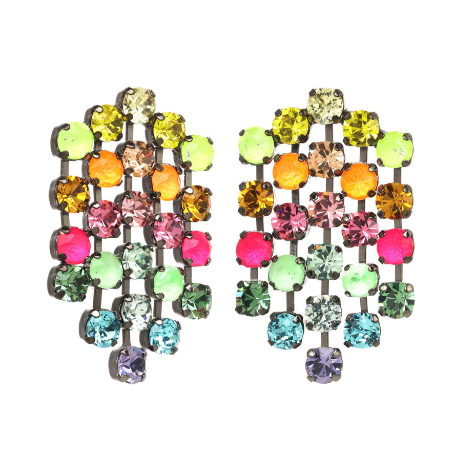 Tranquility Arena vand Handmade Neon Colored Swarovski Crystal Fringe Statement Earrings | z.aa  Accessories Downtown St. Pete – z•aa dress up studio