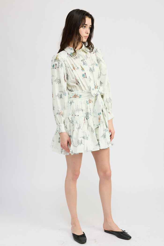 Tiered Shirt Dress with Bow Detail