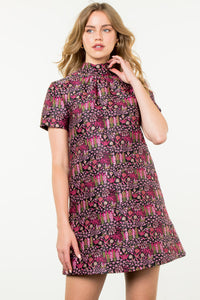 Jacquard Short Sleeve Mini Dress