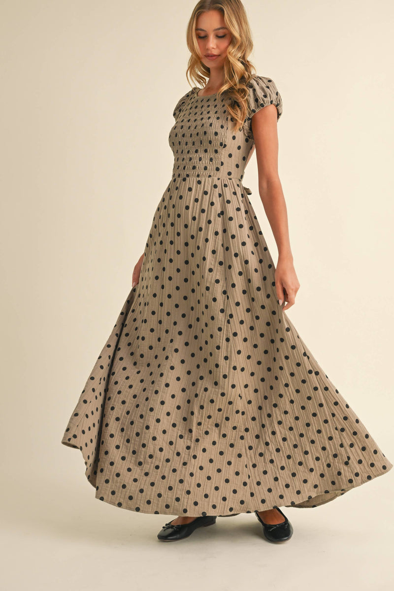 Polka Dot Open Back Maxi