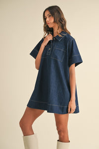 Denim Flared Mini Dress