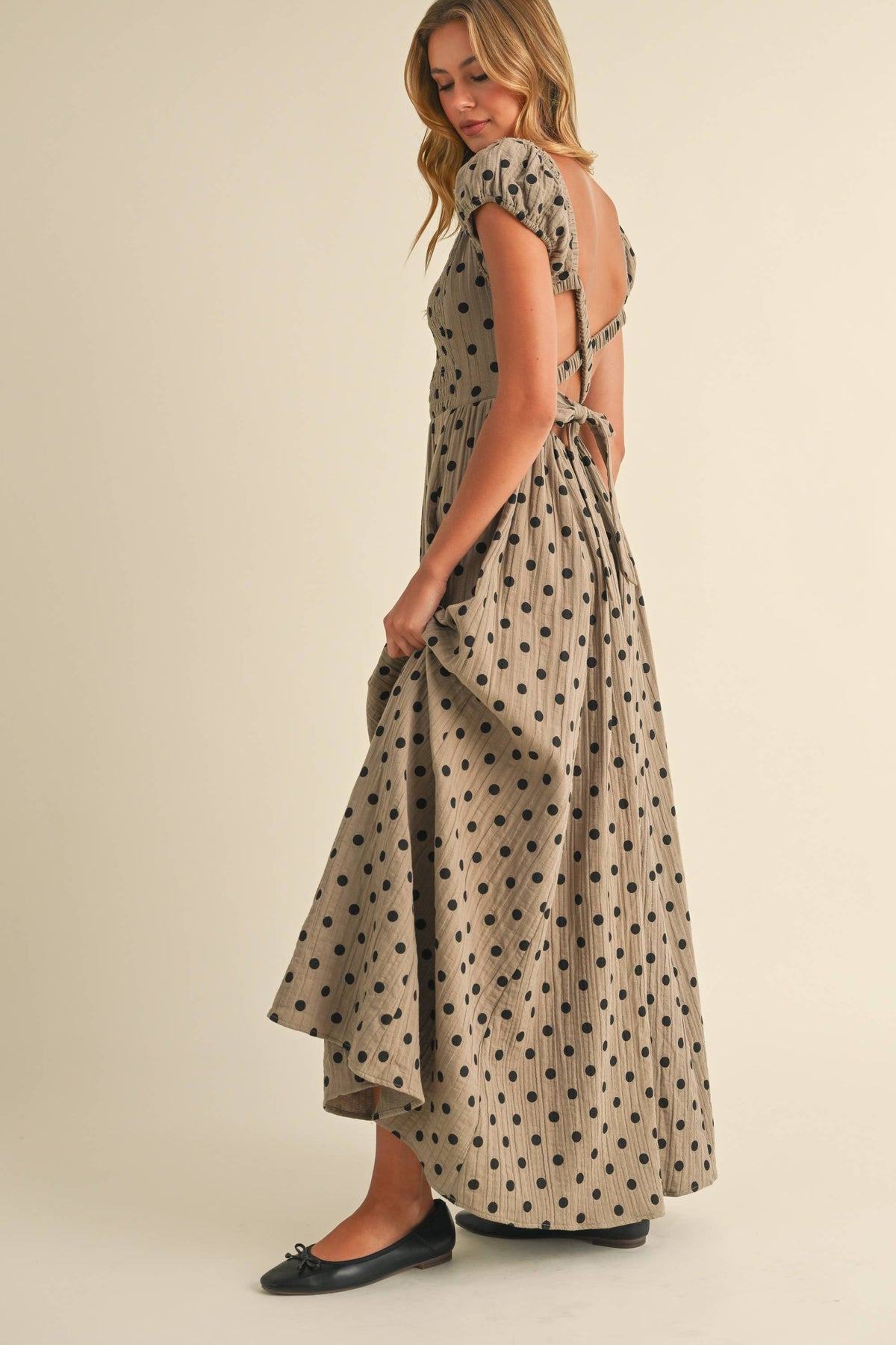 Polka Dot Open Back Maxi