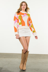 Geo Print Knit Sweater