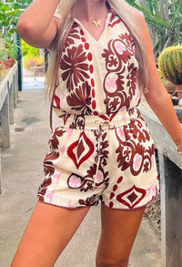 Printed Shorts with Contrast Piping