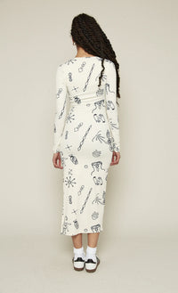 Doodle Print Mesh Dress