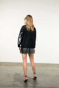 Rib Knit Embroidered Detail Sweater