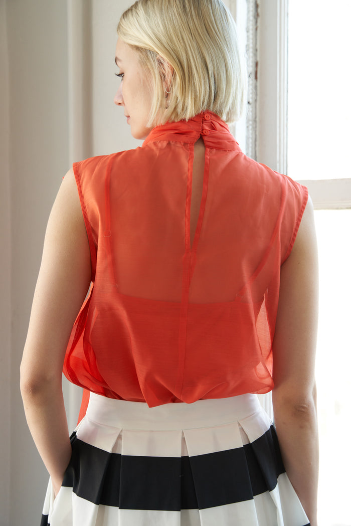 Organza Top with Oversized Bow