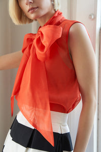 Organza Top with Oversized Bow