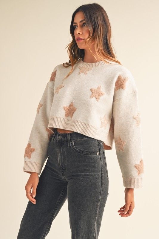 Star Crop Knit Sweater