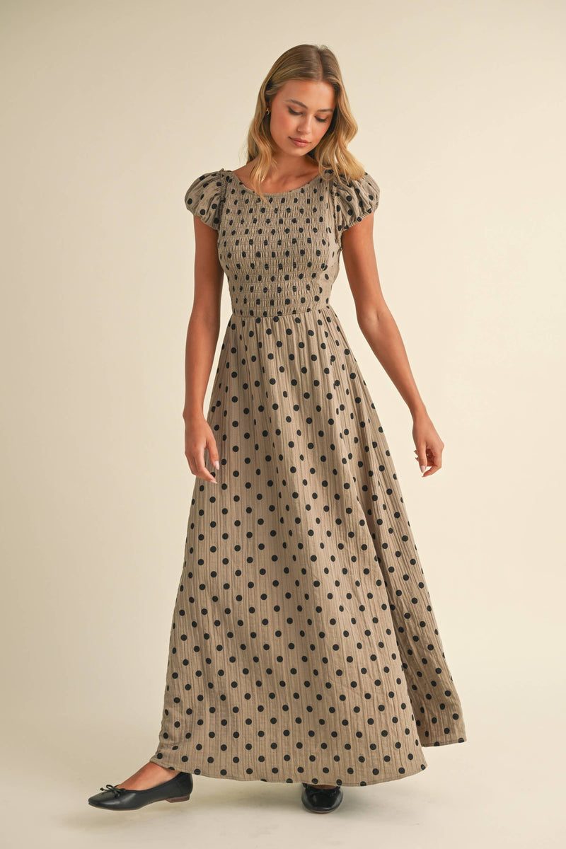 Polka Dot Open Back Maxi