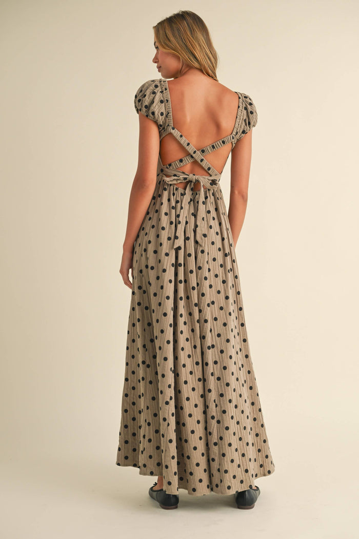 Polka Dot Open Back Maxi