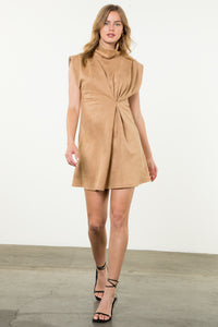 Turtleneck Suede Mini Dress