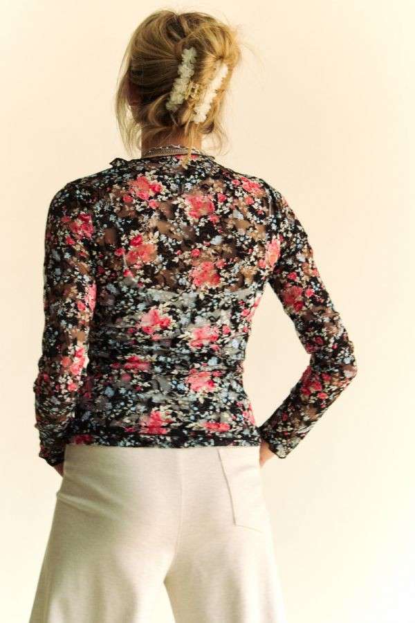 Floral Mesh Long Sleeve Top