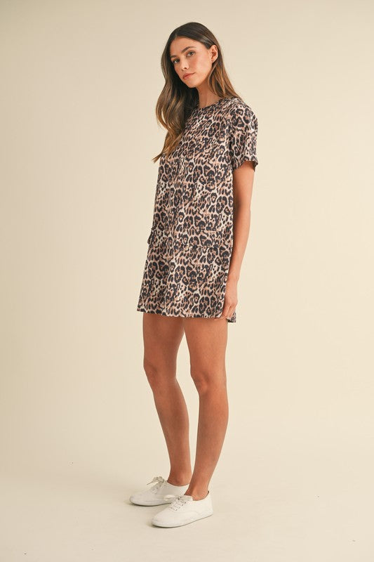 Leopard Mini Shift Dress