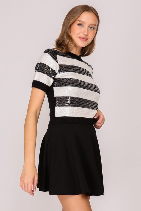 Striped Sequin Crop Top