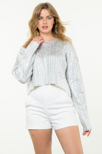 Metallic Cable Sweater