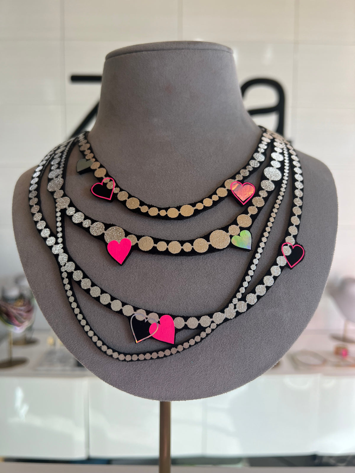 Pearl Madame Bold Hearts Necklace