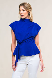 High Neckline Top with Pleating Detail