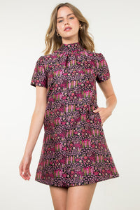 Jacquard Short Sleeve Mini Dress