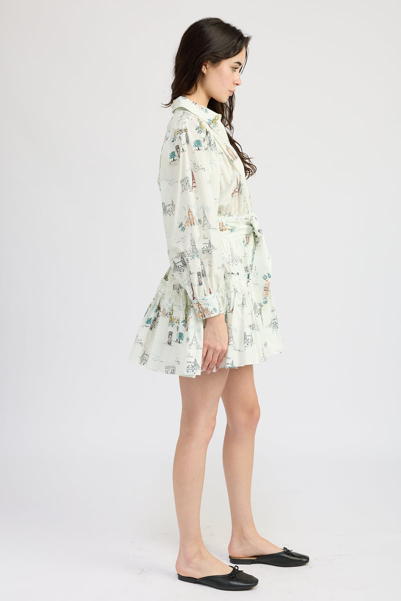 Tiered Shirt Dress with Bow Detail