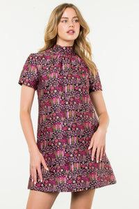 Jacquard Short Sleeve Mini Dress