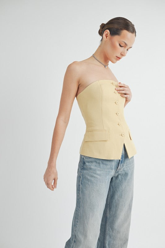 Button-Down Bustier Top