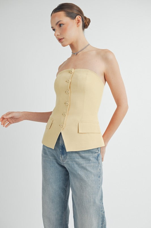 Button-Down Bustier Top