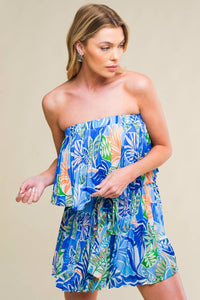 Strapless Floral Romper