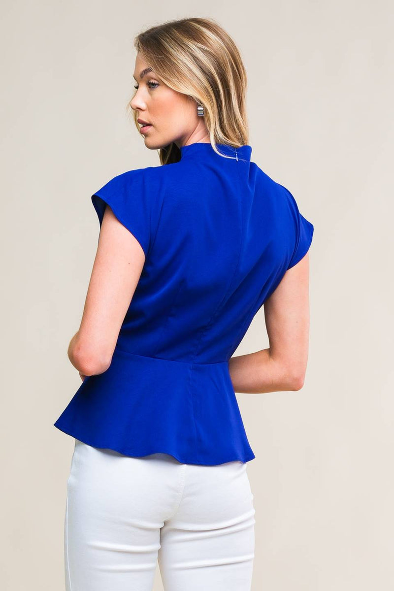 High Neckline Top with Pleating Detail