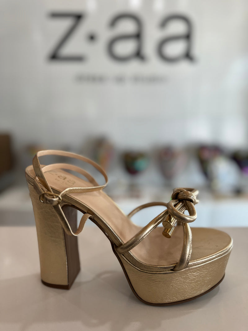 Metallic Platform Heel with Bow Detail