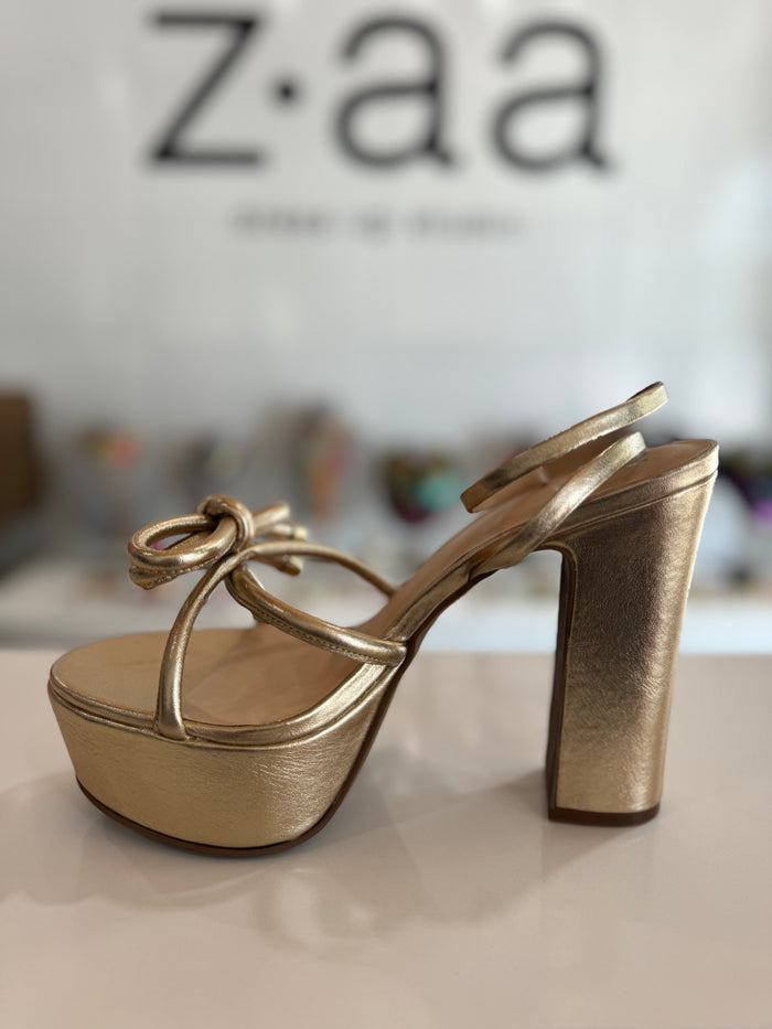 Metallic Platform Heel with Bow Detail