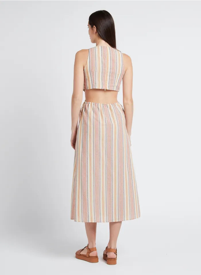 Striped Cut-Out Midi Dress