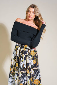 Off the Shoulder Floral Midi Dress