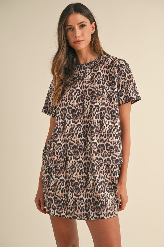 Leopard Mini Shift Dress