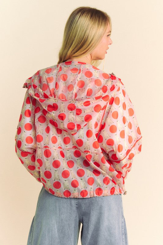 Polka Dot Hoodie Windbreaker Jacket