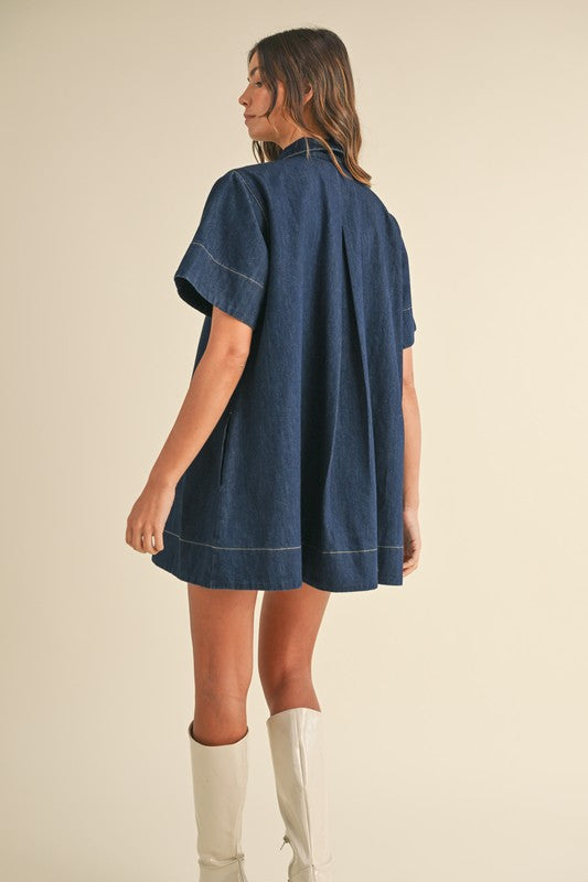 Denim Flared Mini Dress