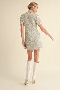 Sequin Collared Mini Dress