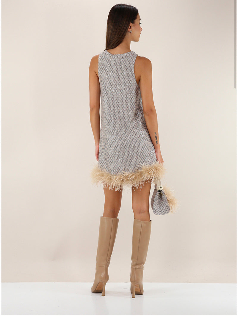 Vienna Mini Dress with Feather Boa