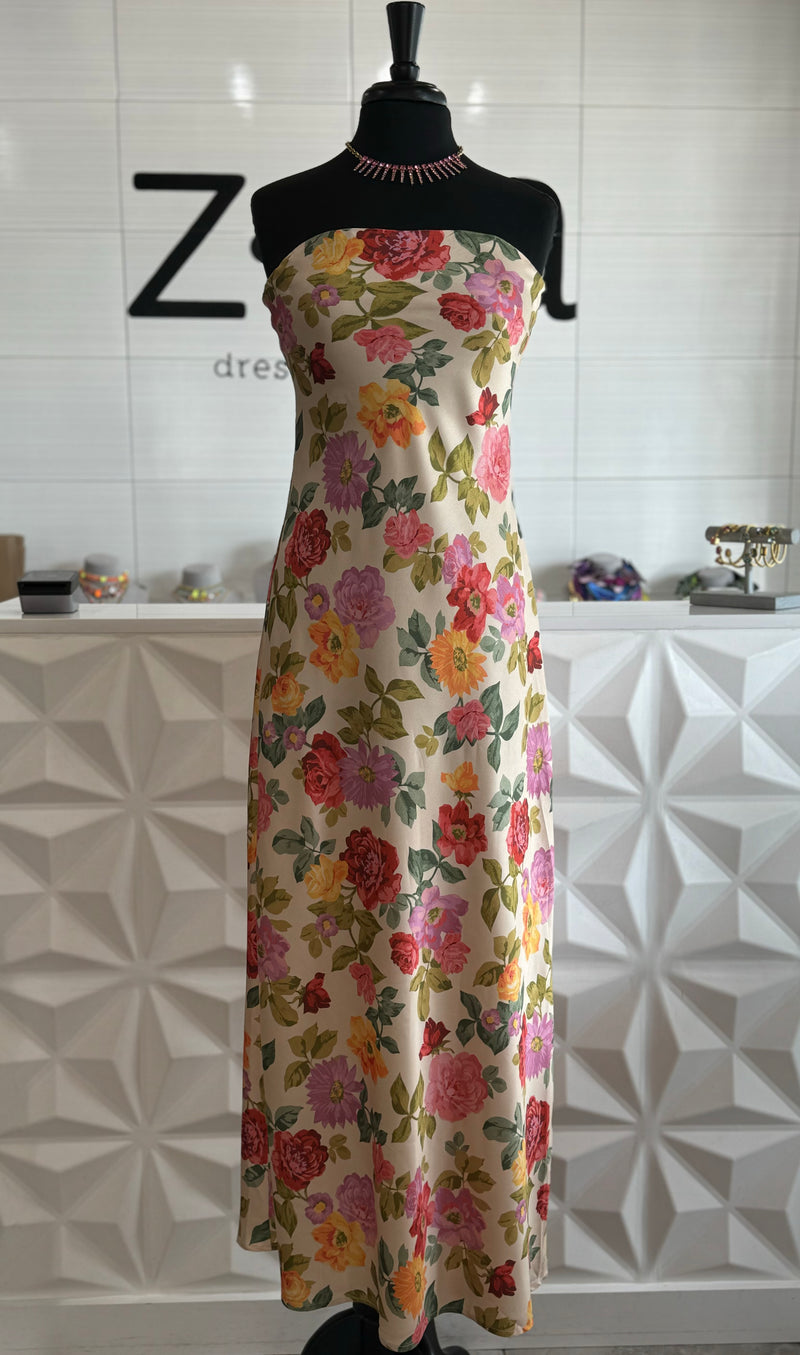 Romantic Garden Strapless Maxi Dress