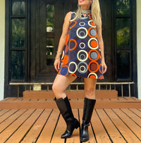 Geo Mini Dress with Collar Appliqué