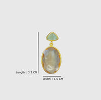 Mint Chalcedony & Champagne Crystal Oval Drop Earrings