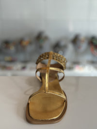 Metallic Sandal with Crystals