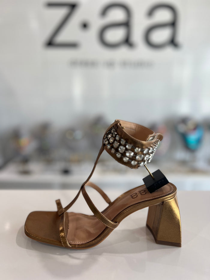 Bronze open cheap toe heels