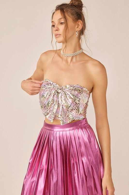 Sequin Bow Detail Bustier
