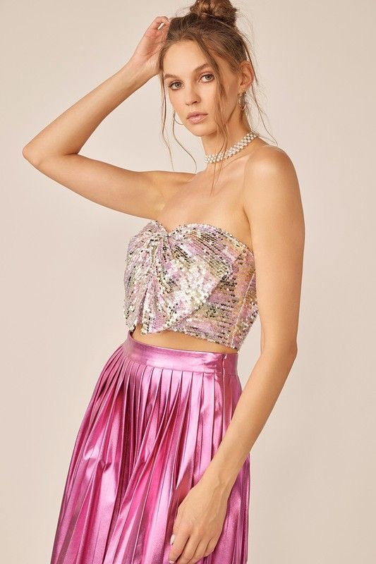 Sequin Bow Detail Bustier
