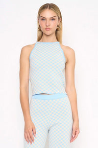 Checkered Knit Crop Top