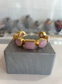 Marina Chunky Cuff Bracelet with Rose Quartz